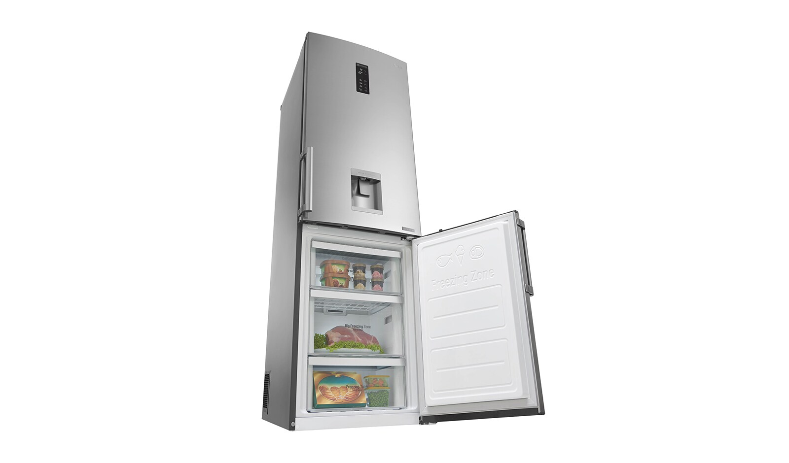 LG Smart Fridge Freezer with Full Wine Rack and Water Dispenser, GBF60NSFZB
